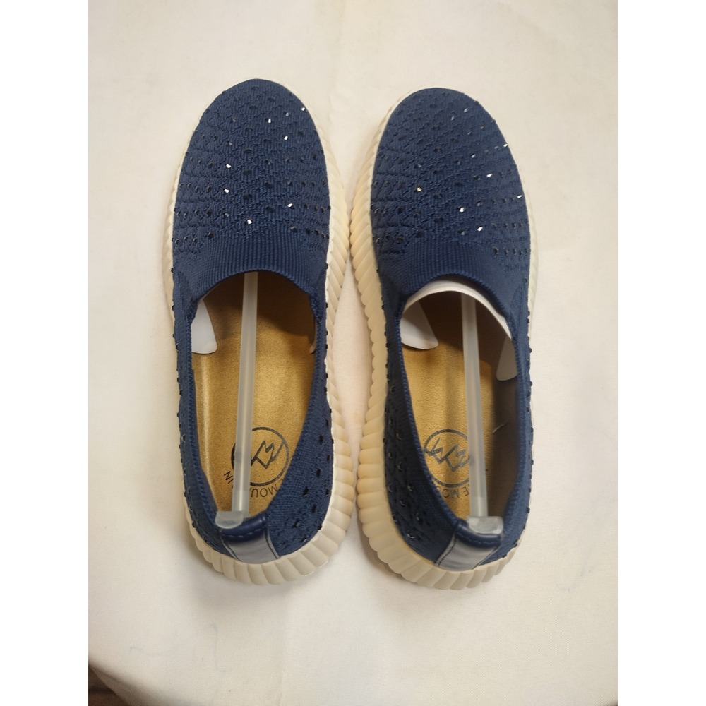 White Mountain Dyles Navy Blue Rhinestone Knit Platform Slip On Sneakers 6.5 - Picture 5 of 8